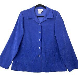 Vintage Country Wear Shirt Button Up Shirt Size P/M Floral Embroidered Blue